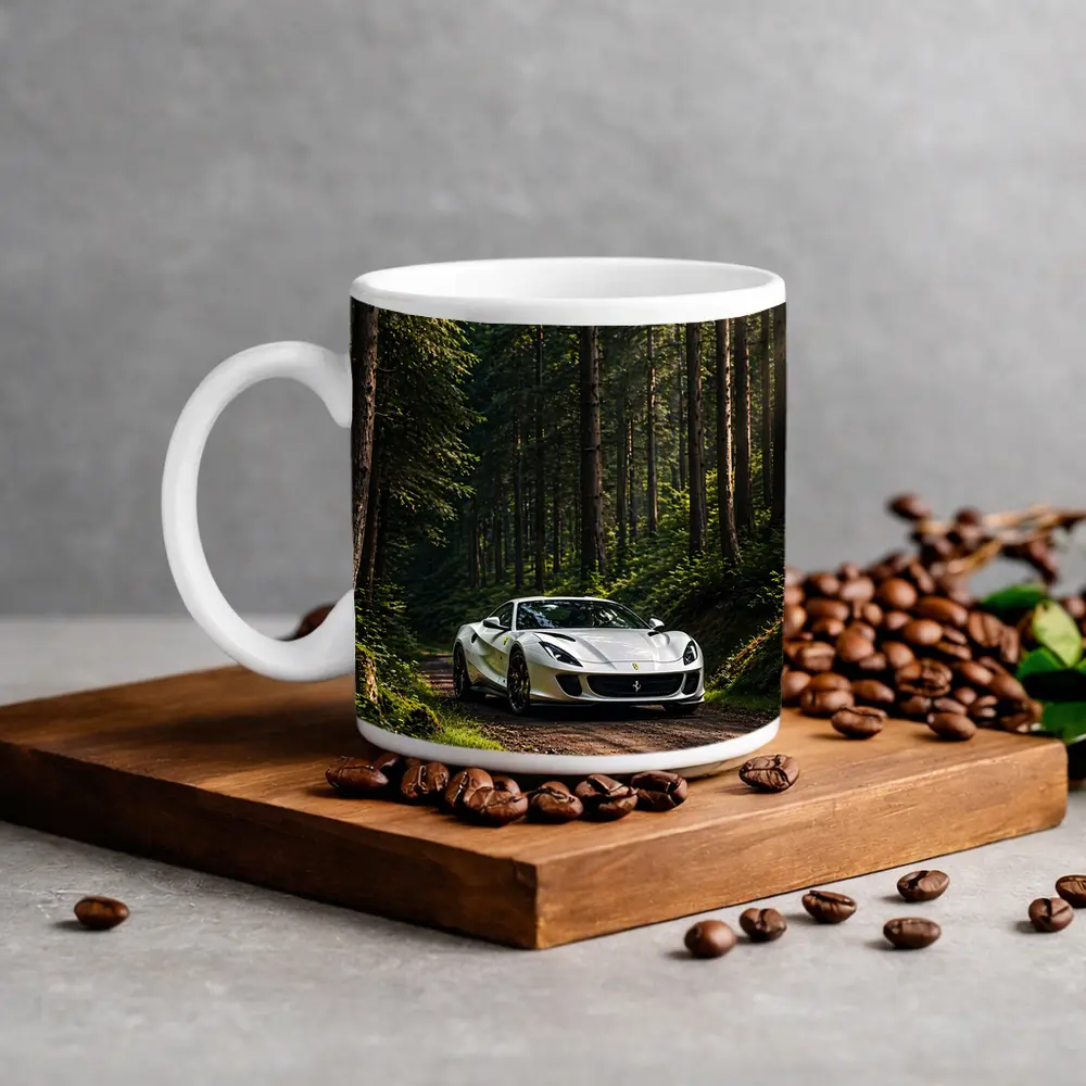 White Ferrari 812 Superfast Forest Road – Mugs