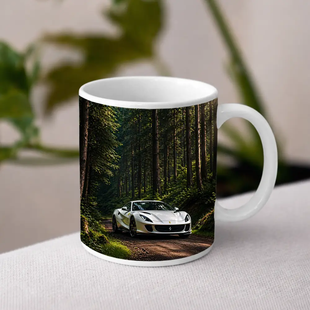 White Ferrari 812 Superfast Forest Road – Mugs
