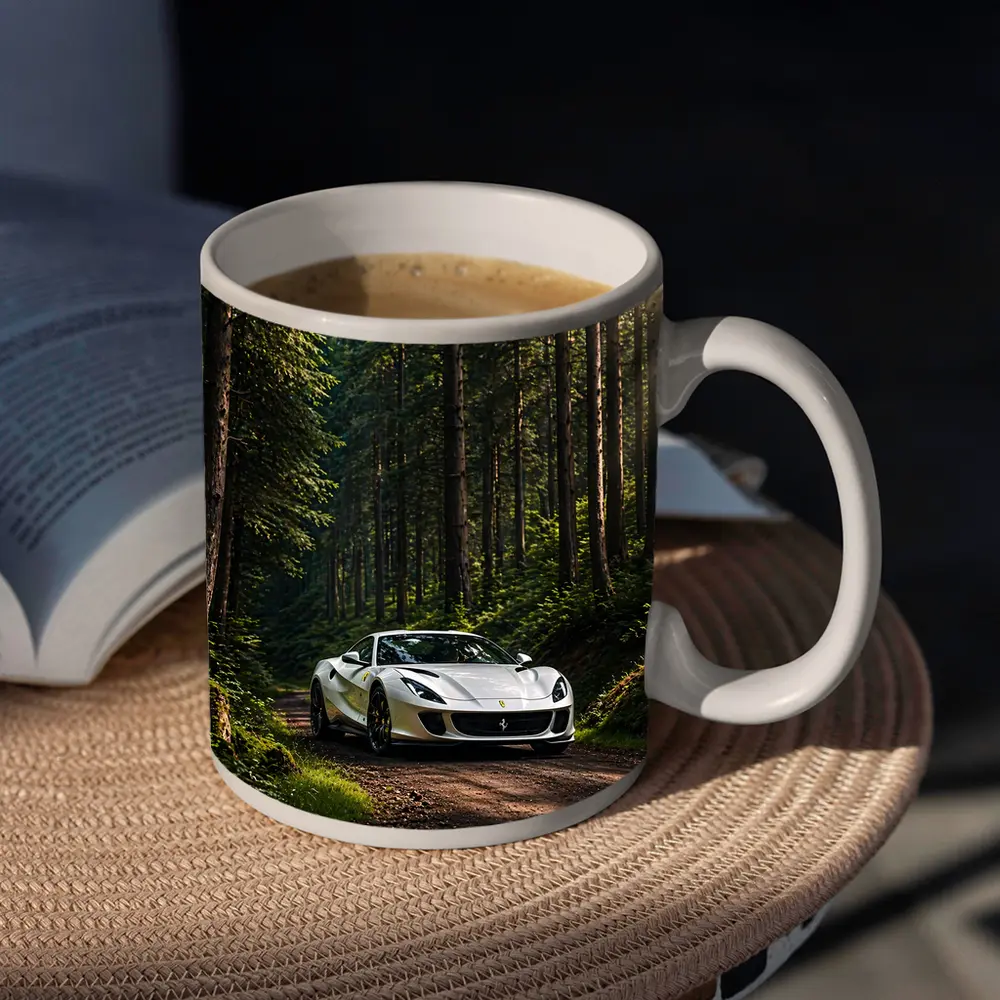 White Ferrari 812 Superfast Forest Road – Mugs