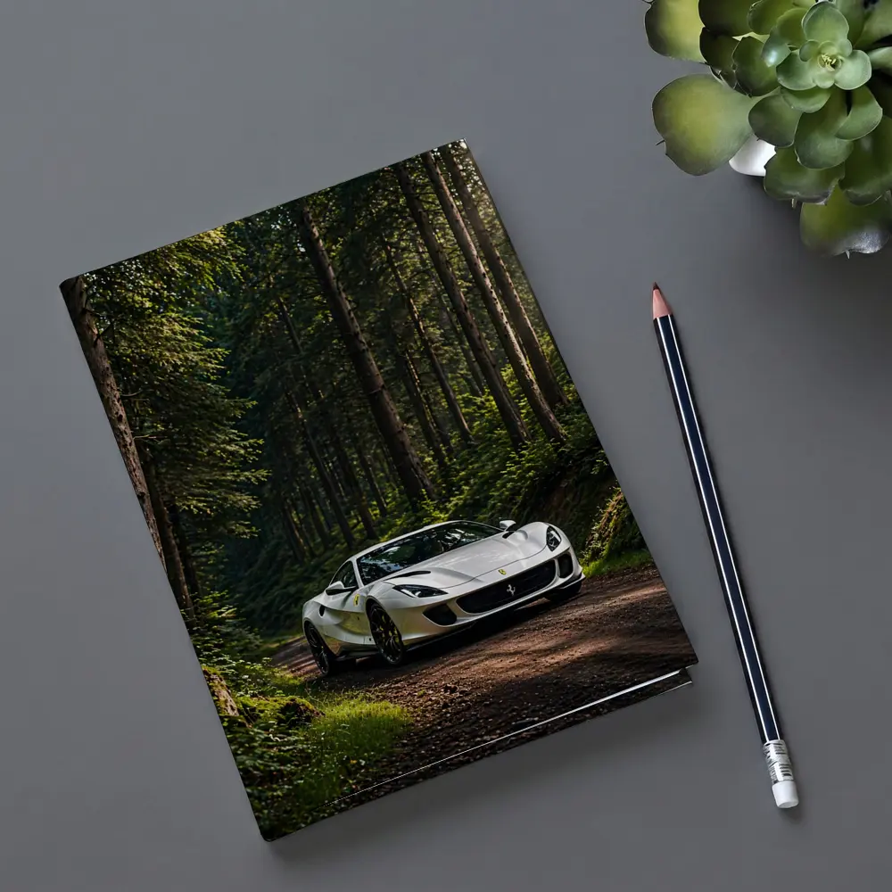 White Ferrari 812 Superfast Forest Road – Notebooks