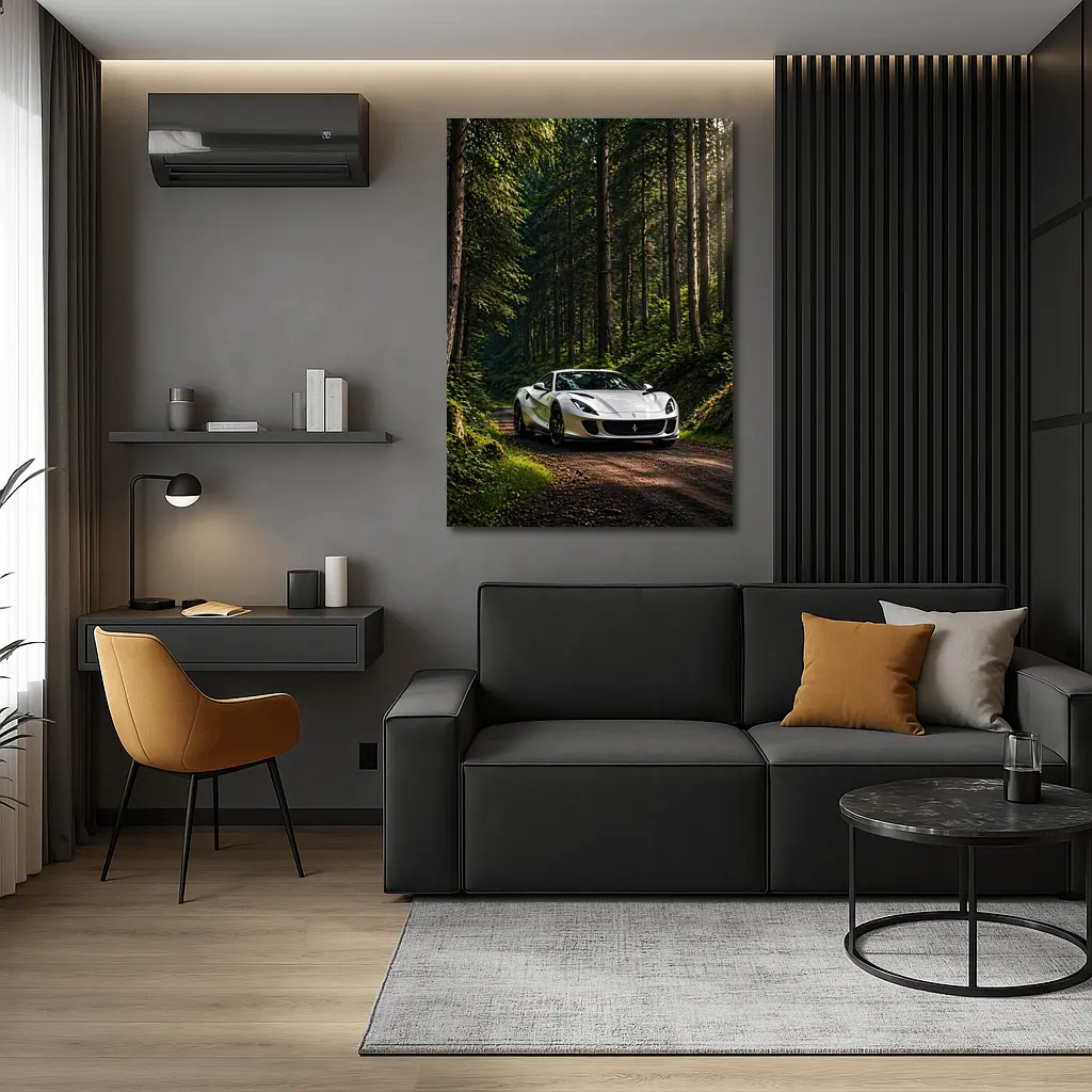 White Ferrari 812 Superfast Forest Road – Wall Art