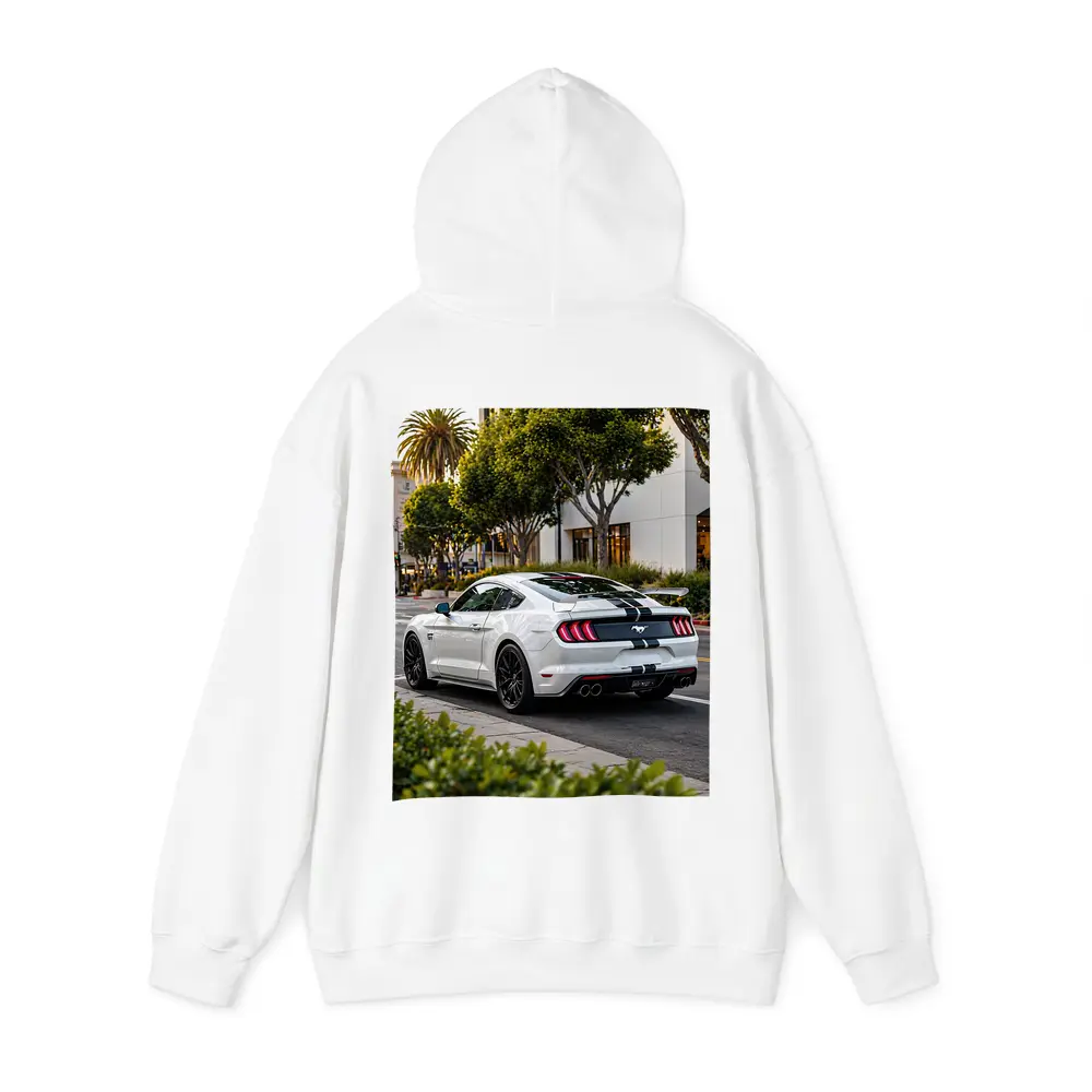 White Ford Mustang GT City Street – Hoodies