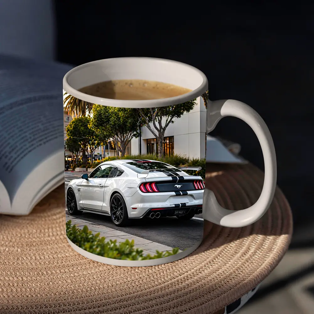 White Ford Mustang GT City Street – Mugs