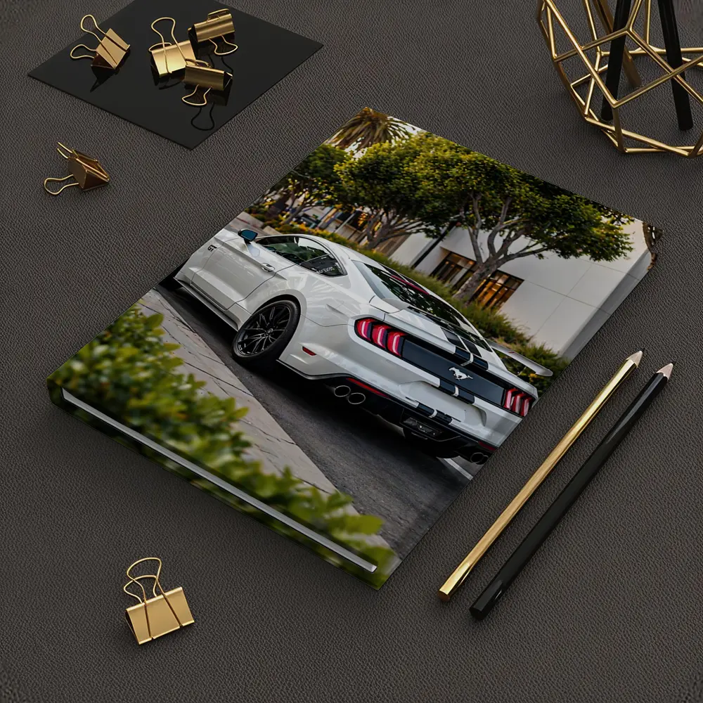 White Ford Mustang GT City Street – Notebooks