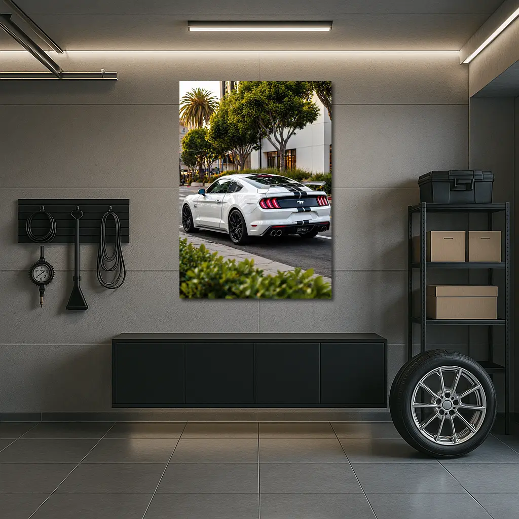 White Ford Mustang GT City Street – Wall Art