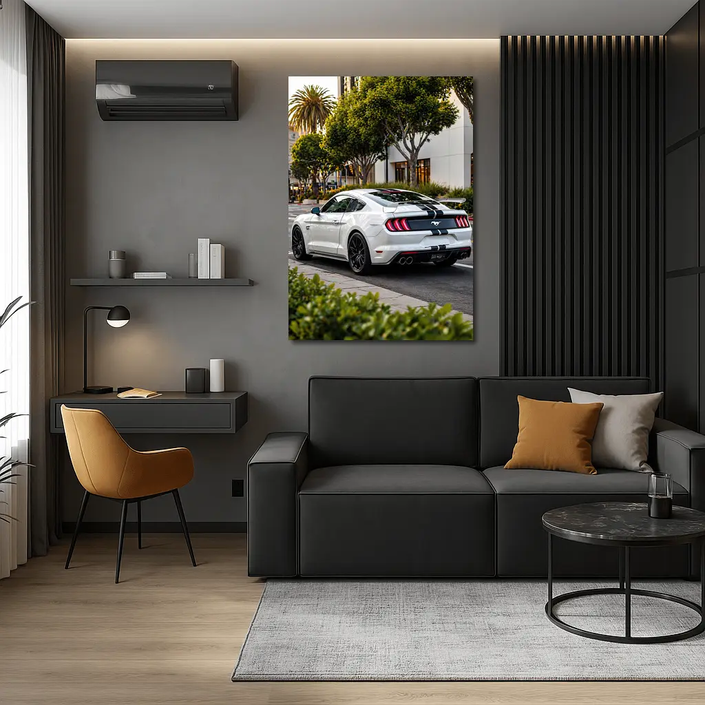 White Ford Mustang GT City Street – Wall Art