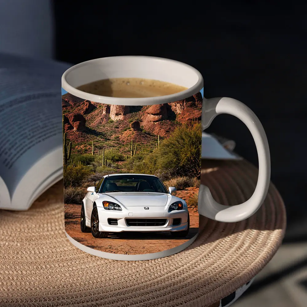 Honda S2000 White Desert Rock Background – Mugs