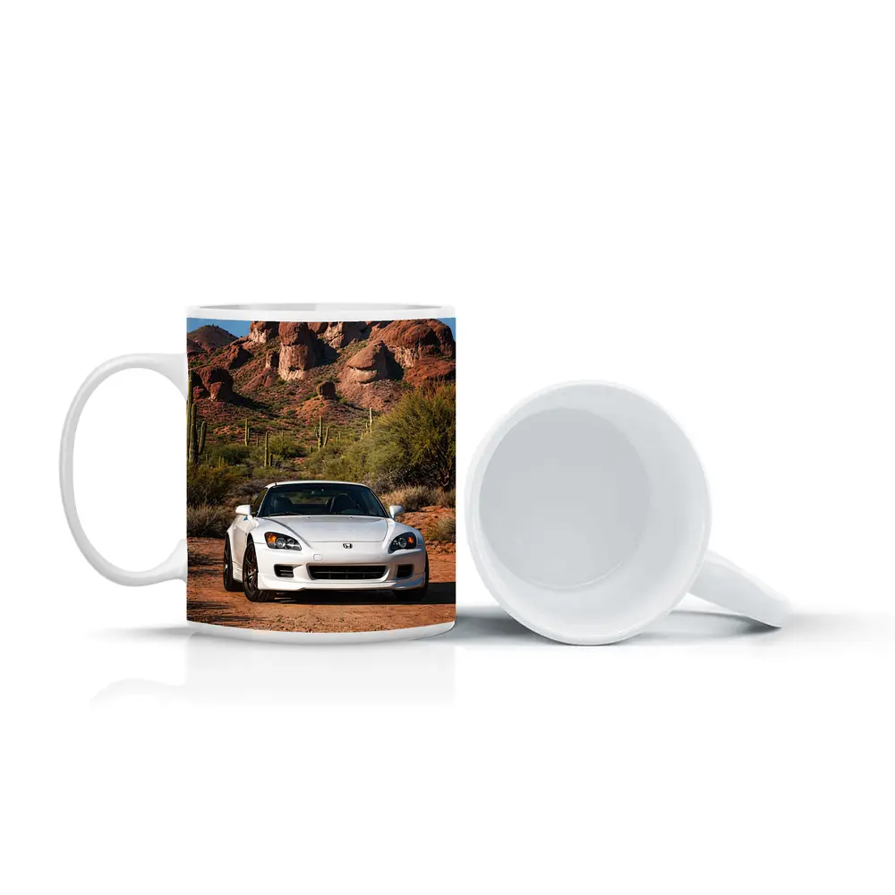 Honda S2000 White Desert Rock Background – Mugs