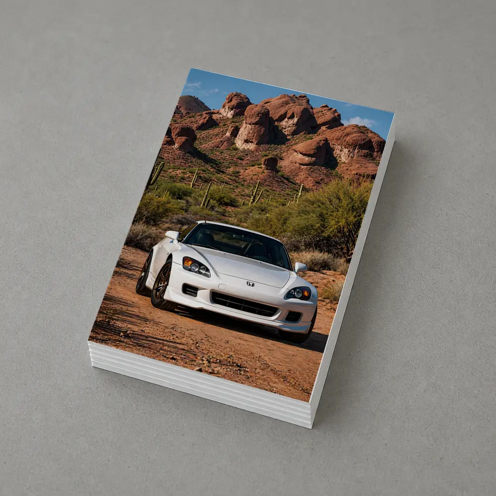 Honda S2000 White Desert Rock Background – Postcards