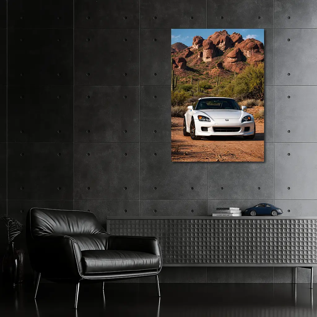 Honda S2000 White Desert Rock Background – Wall Art