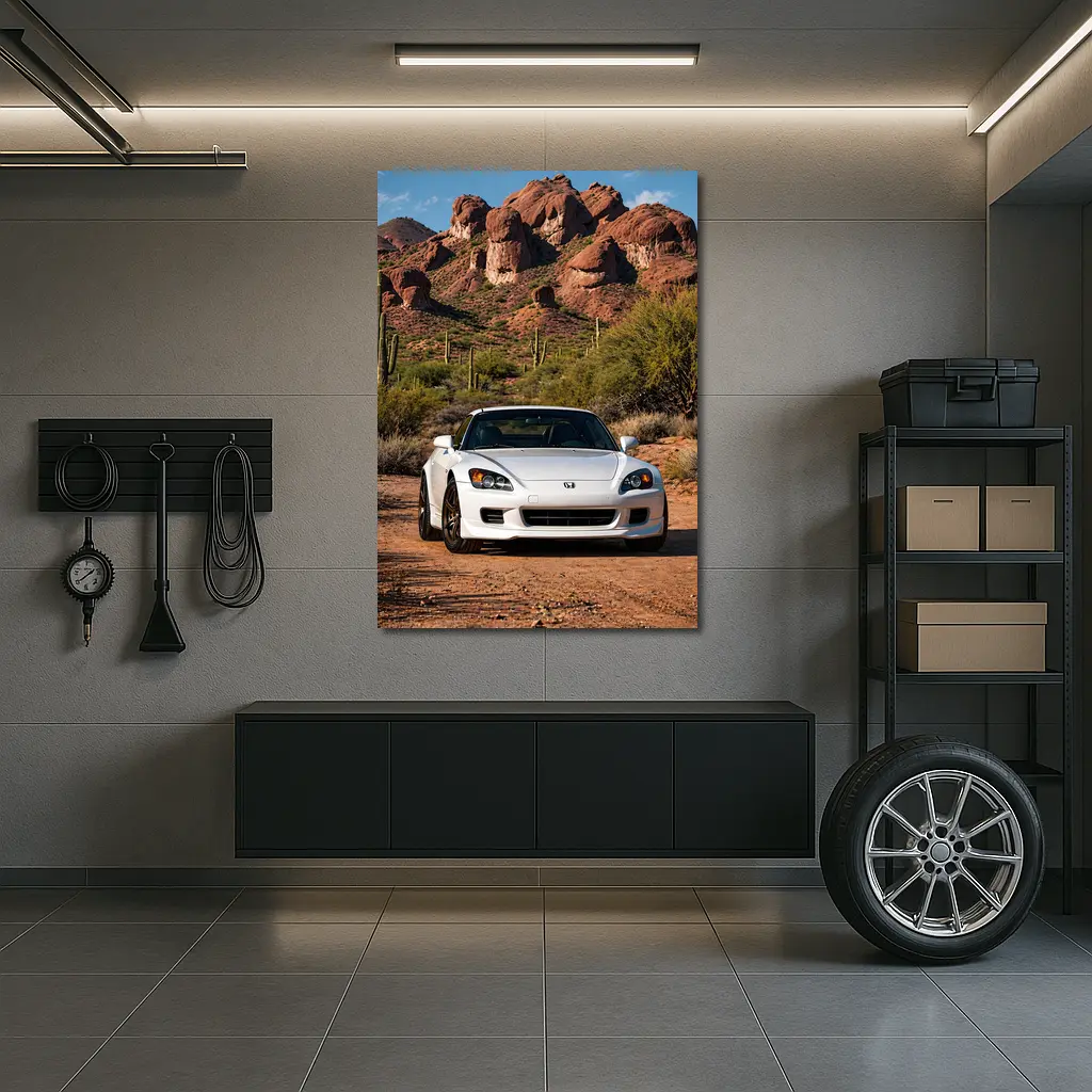 Honda S2000 White Desert Rock Background – Wall Art