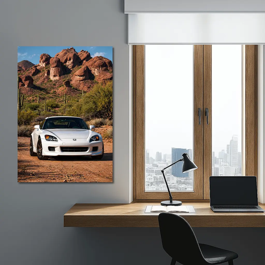 Honda S2000 White Desert Rock Background – Wall Art