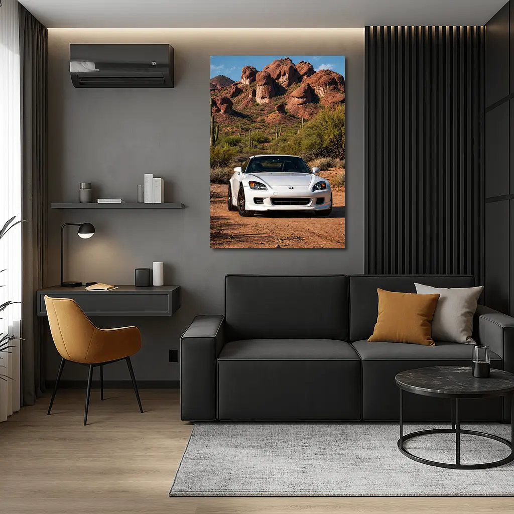 Honda S2000 White Desert Rock Background – Wall Art