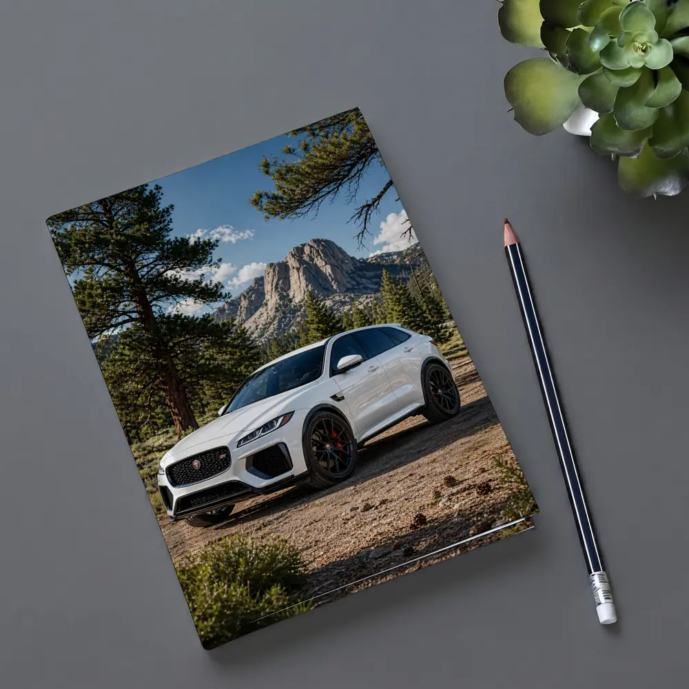 White Jaguar F-Pace SVR Mountain Forest Setting – Notebooks