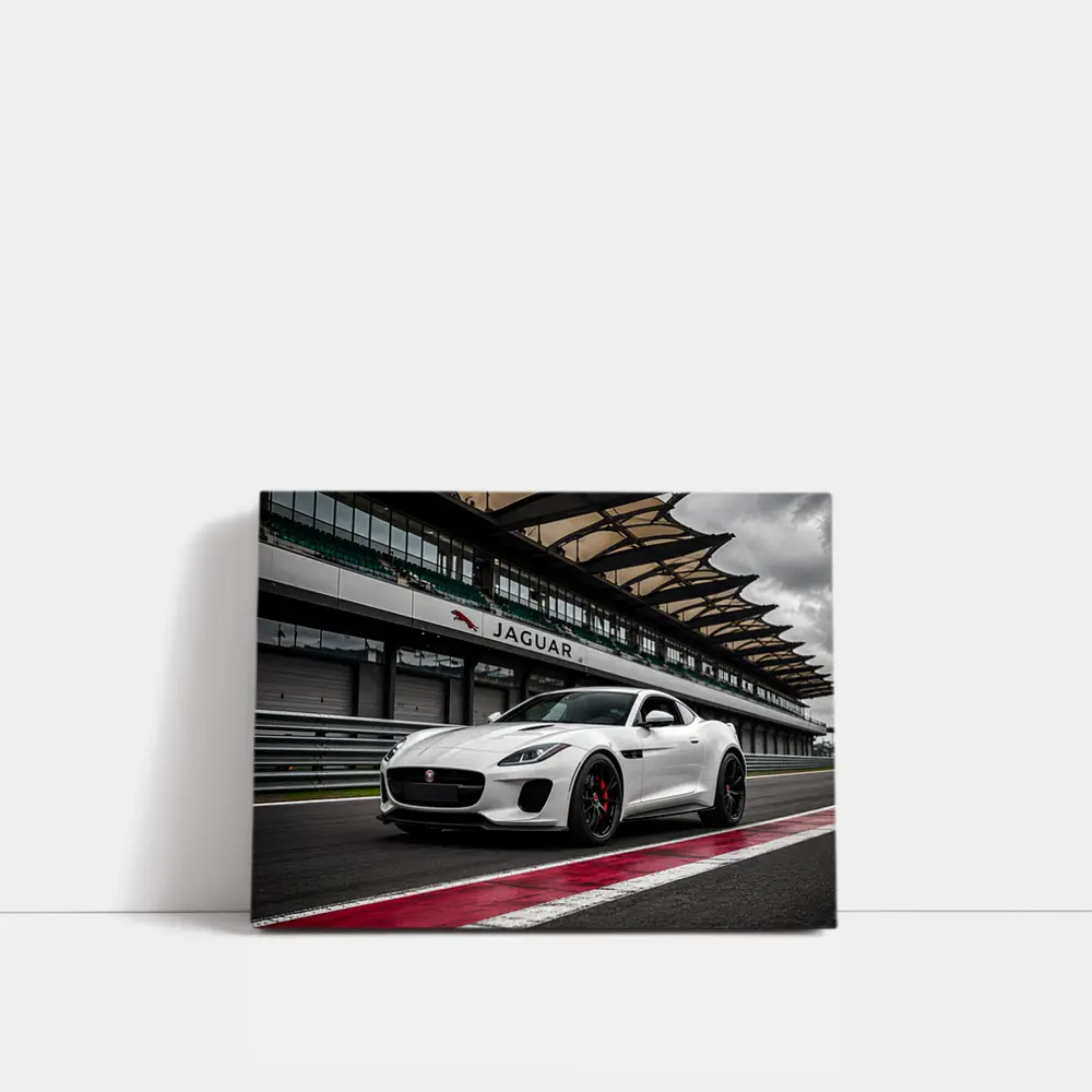 White Jaguar F-Type on Race Track – Wall Art