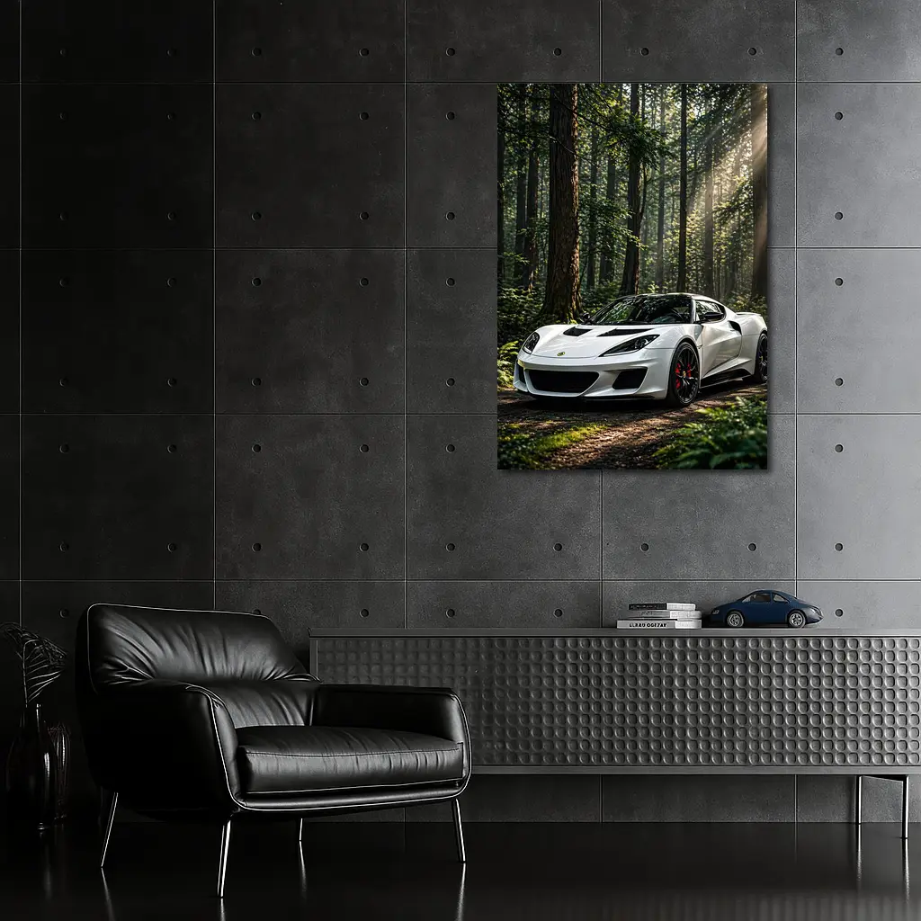 White Lotus Evora Sports Car Forest – Wall Art