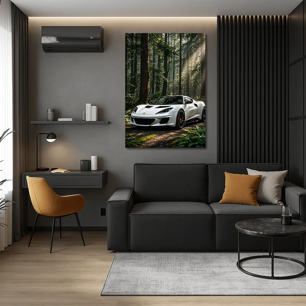 White Lotus Evora Sports Car Forest – Wall Art