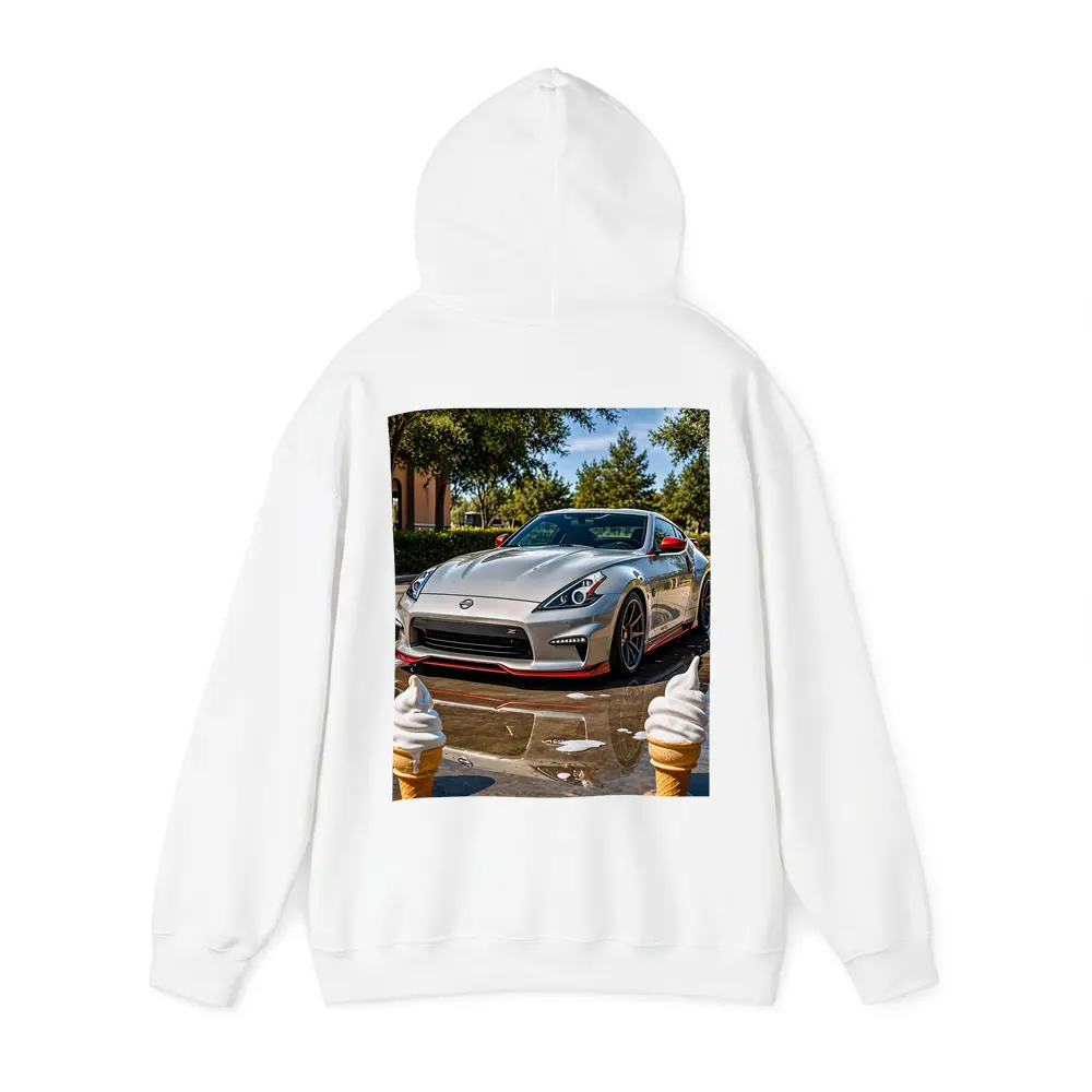 Nissan 370Z Silver Sports Car Sunny Day – Hoodies