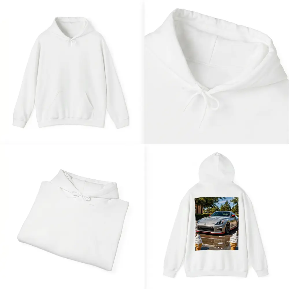 Nissan 370Z Silver Sports Car Sunny Day – Hoodies
