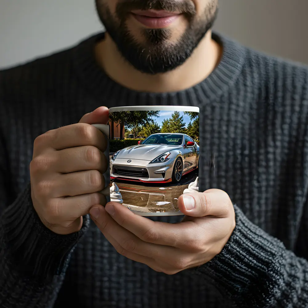 Nissan 370Z Silver Sports Car Sunny Day – Mugs