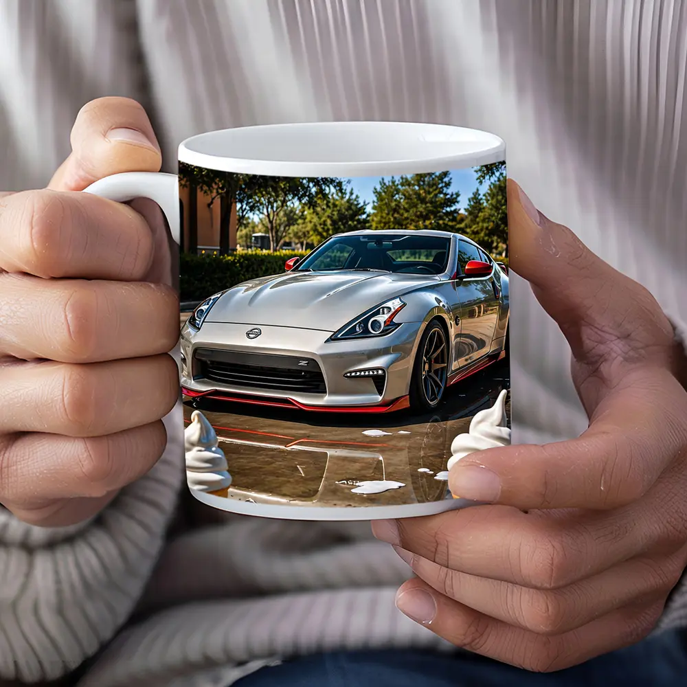 Nissan 370Z Silver Sports Car Sunny Day – Mugs