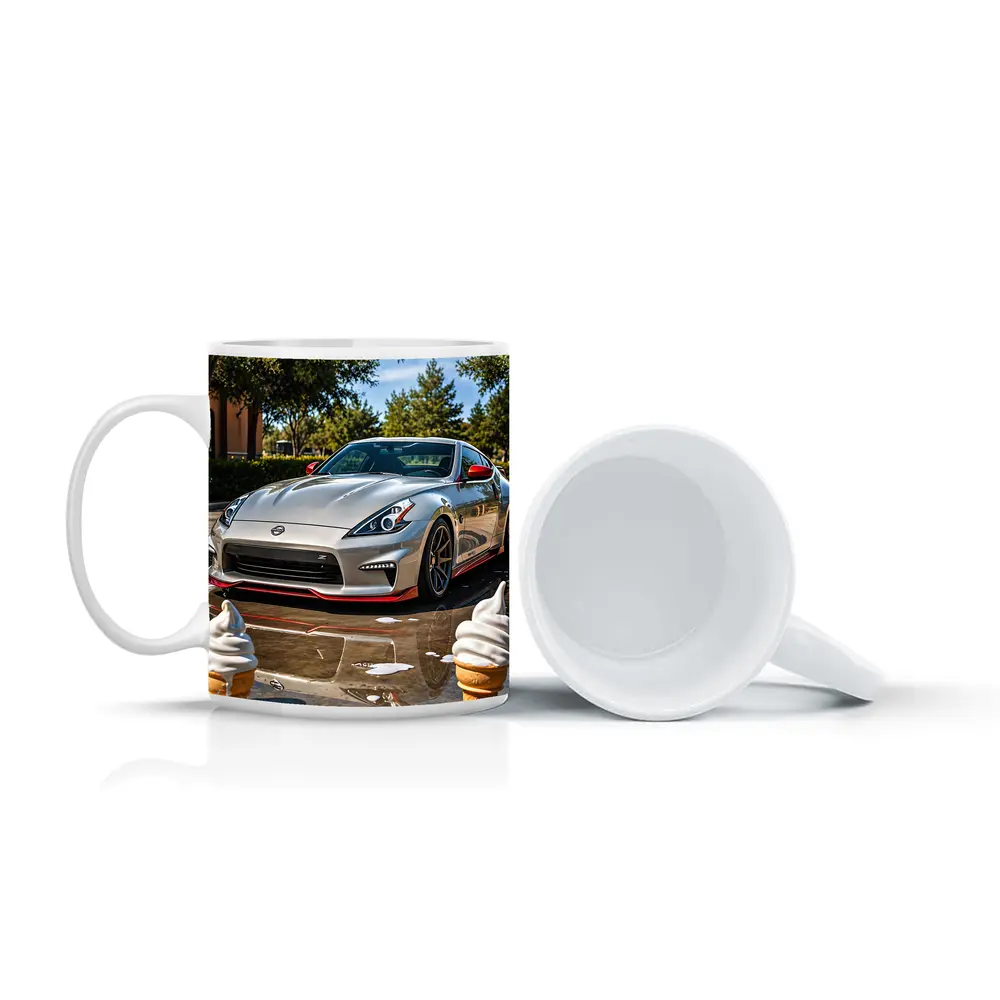 Nissan 370Z Silver Sports Car Sunny Day – Mugs