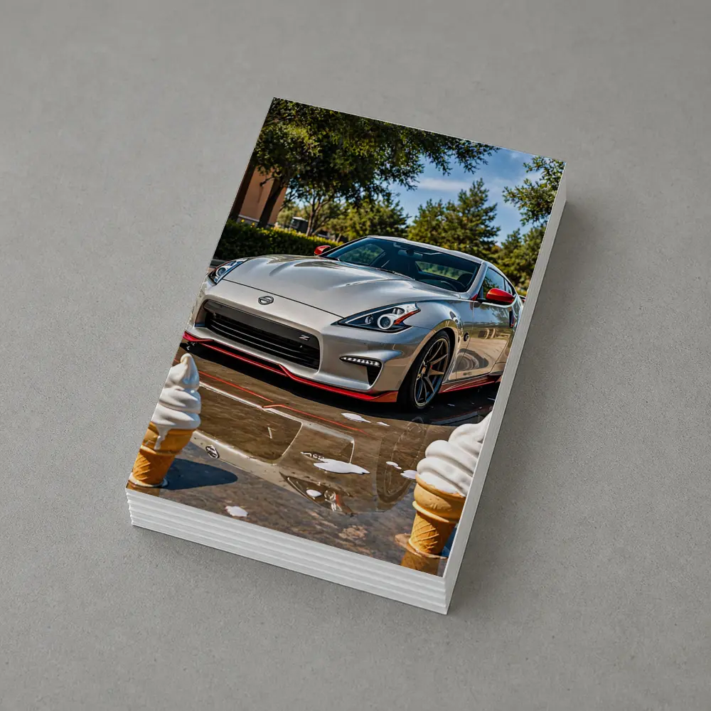 Nissan 370Z Silver Sports Car Sunny Day – Postcards