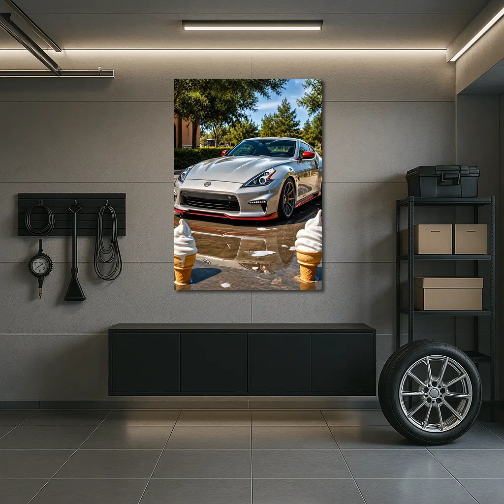 Nissan 370Z Silver Sports Car Sunny Day – Wall Art