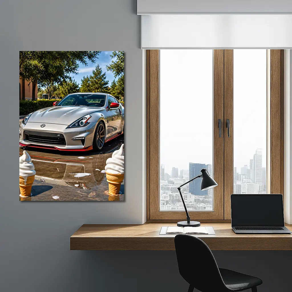 Nissan 370Z Silver Sports Car Sunny Day – Wall Art