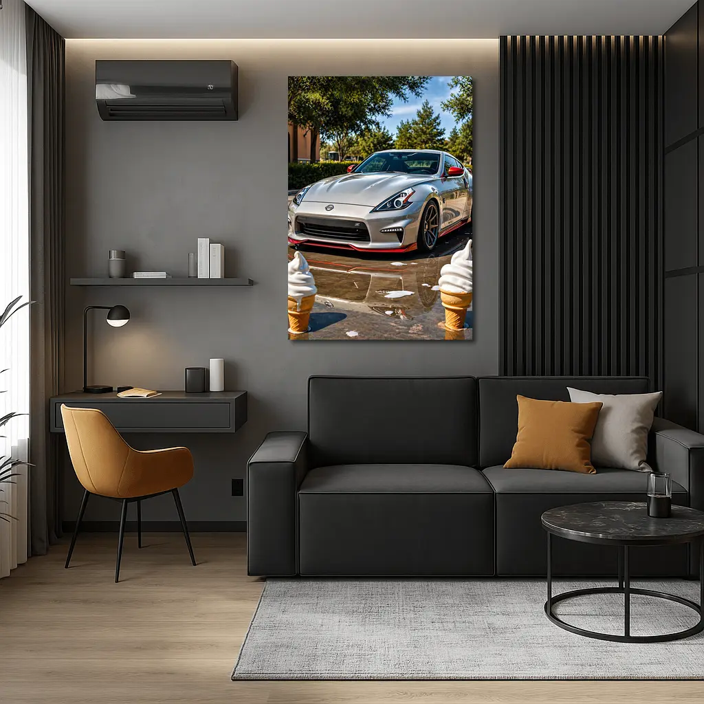 Nissan 370Z Silver Sports Car Sunny Day – Wall Art