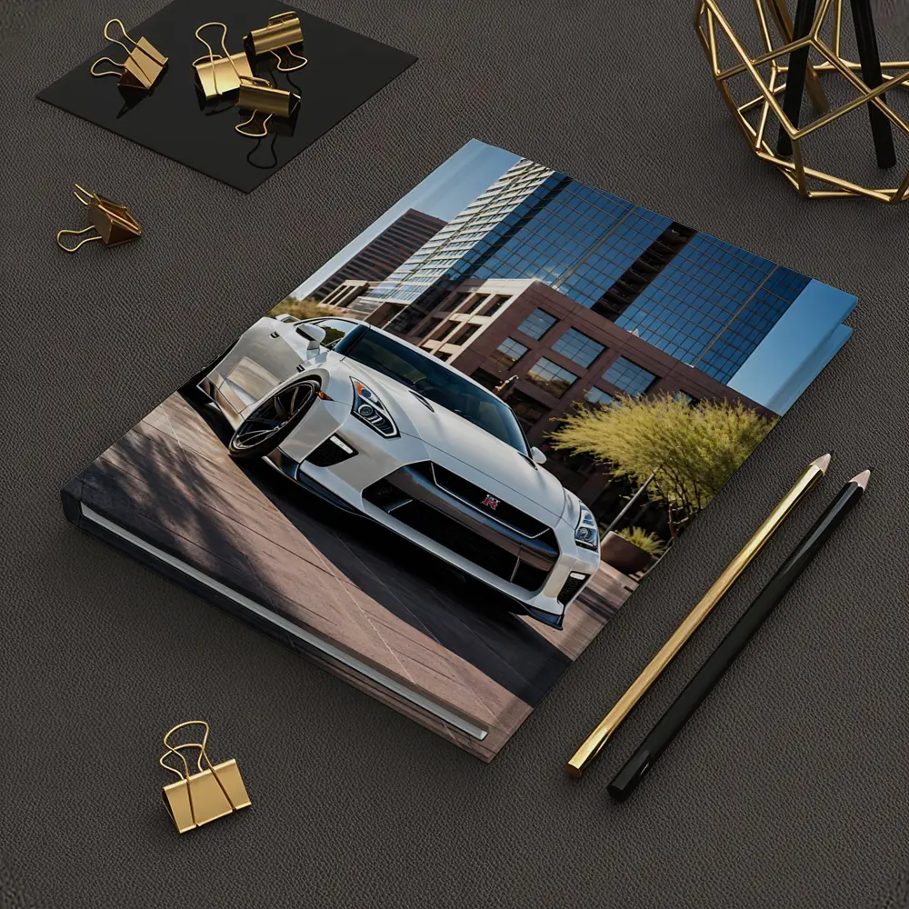 White Nissan GT-R City Downtown Setting – Notebooks