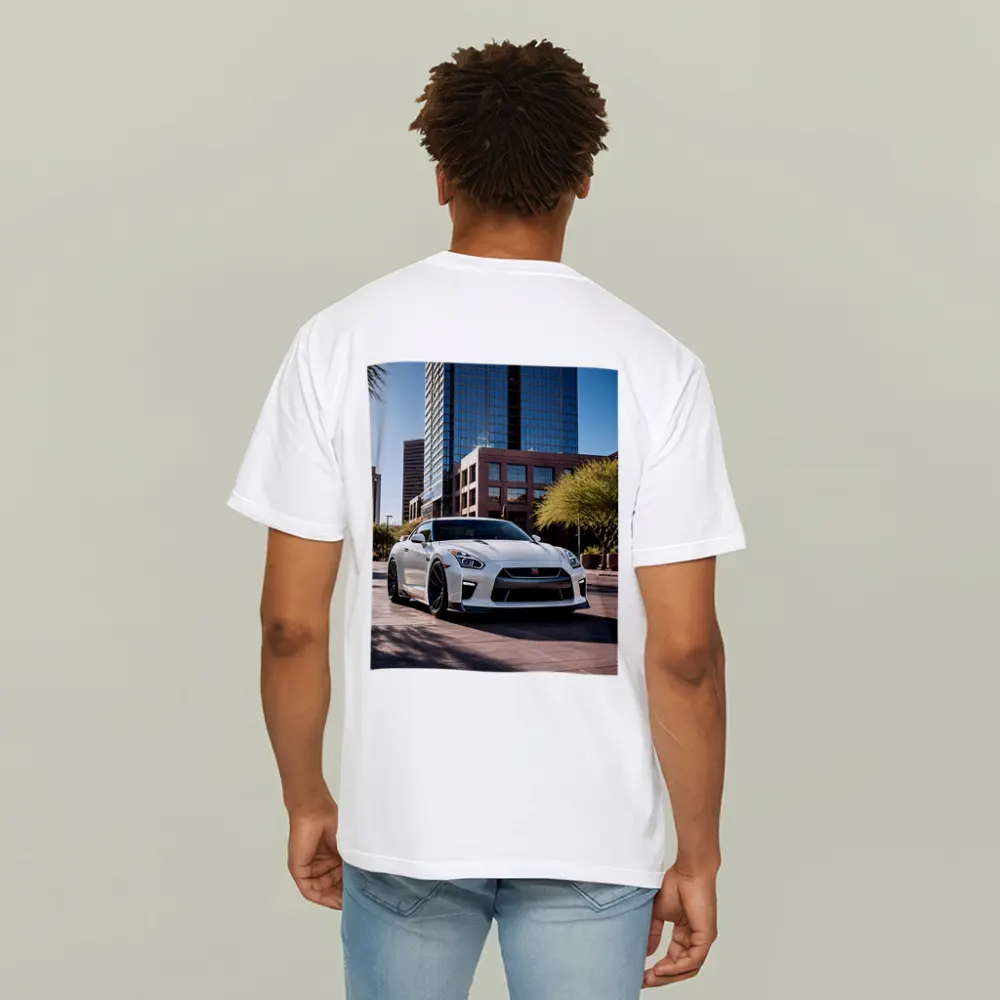 White Nissan GT-R City Downtown Setting – T-Shirts