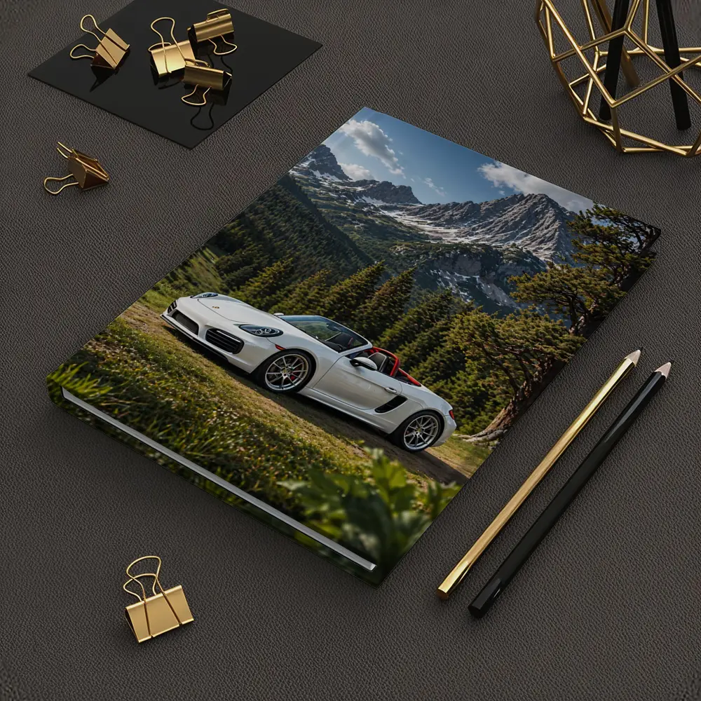 White Porsche Boxster Mountain Forest Setting – Notebooks