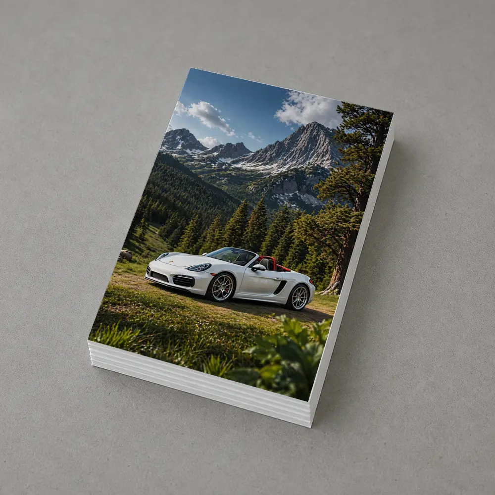 White Porsche Boxster Mountain Forest Setting – Postcards