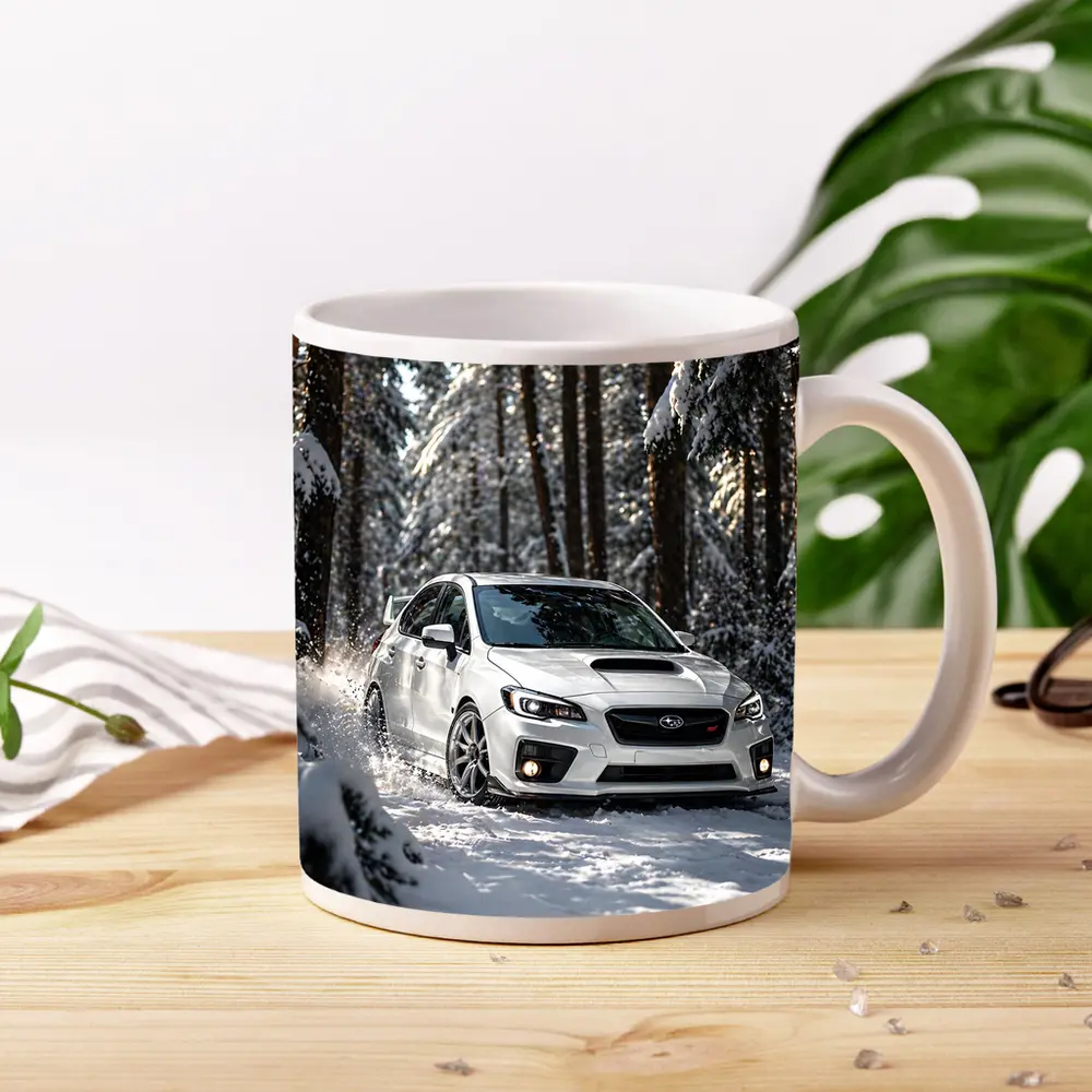 Subaru WRX STI White Snowy Forest Drive – Mugs