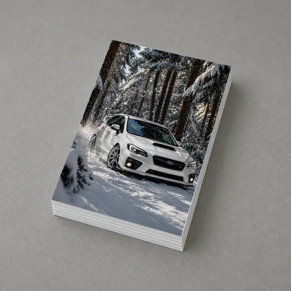 Subaru WRX STI White Snowy Forest Drive – Postcards