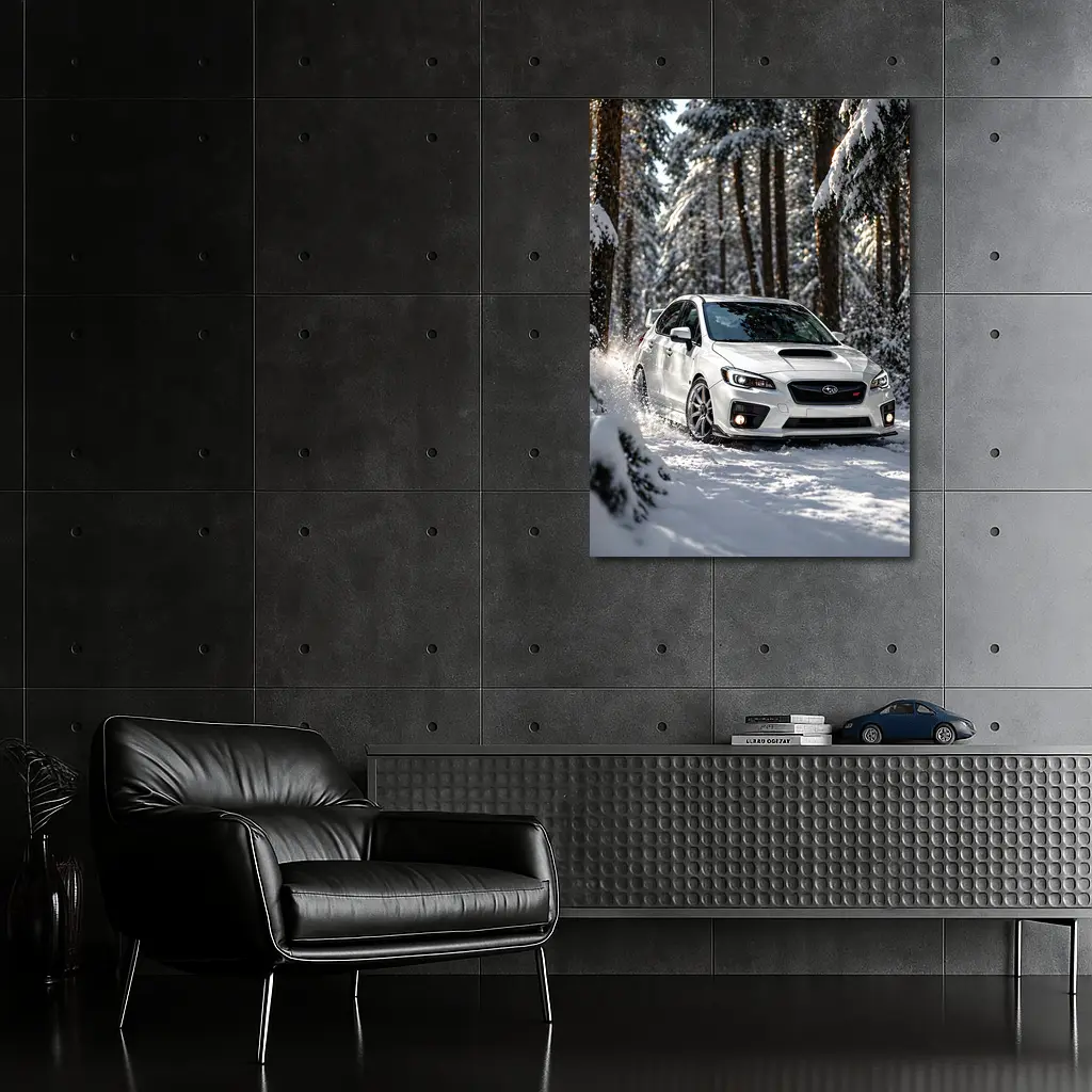 Subaru WRX STI White Snowy Forest Drive – Wall Art