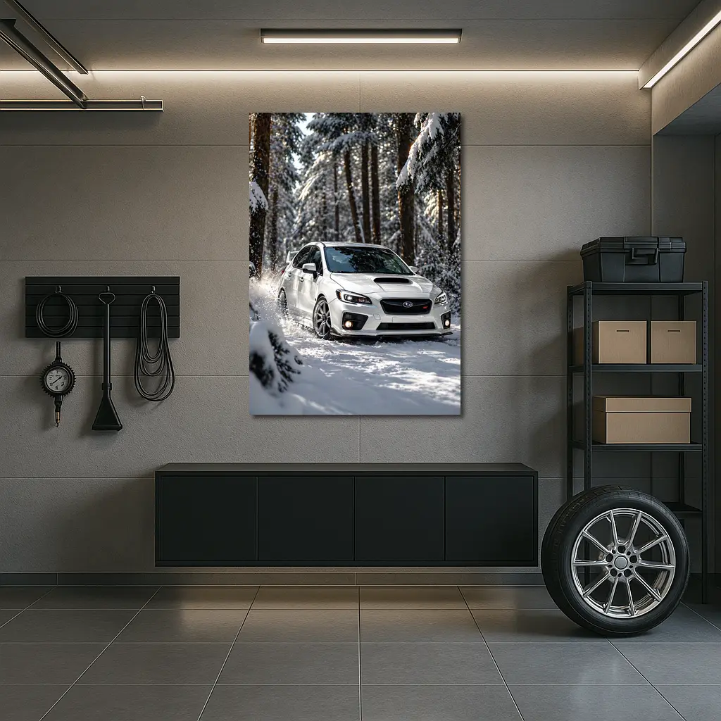 Subaru WRX STI White Snowy Forest Drive – Wall Art