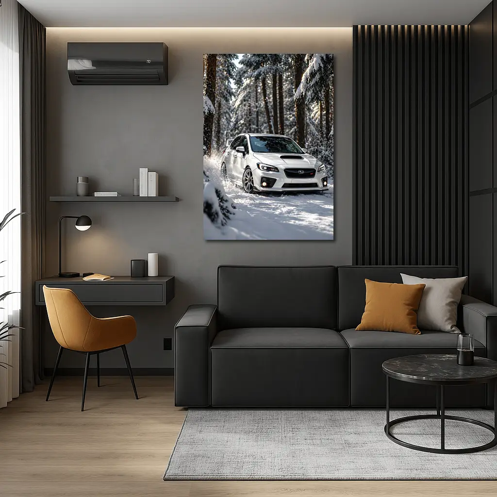 Subaru WRX STI White Snowy Forest Drive – Wall Art