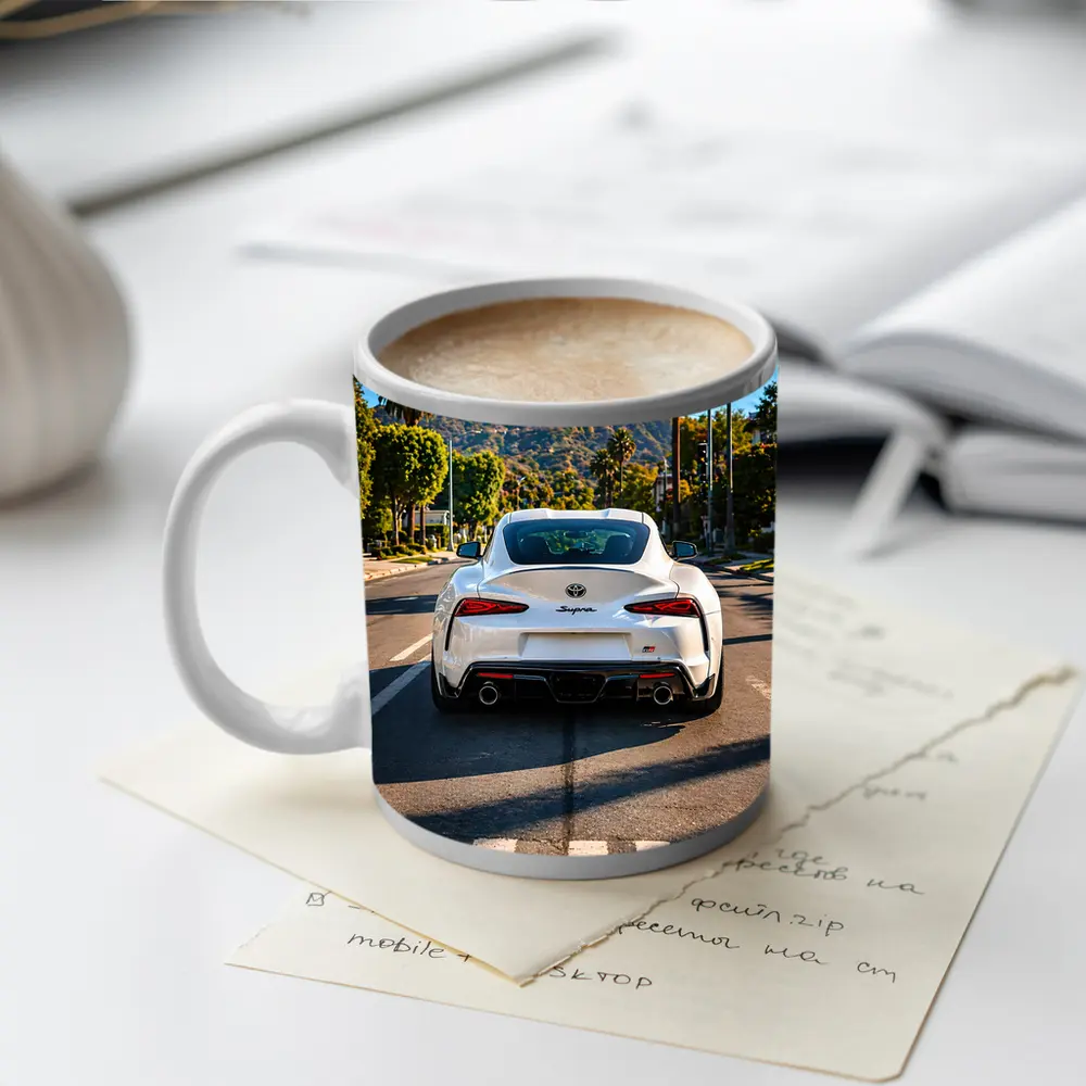 White Toyota Supra Hollywood Los Angeles Street – Mugs