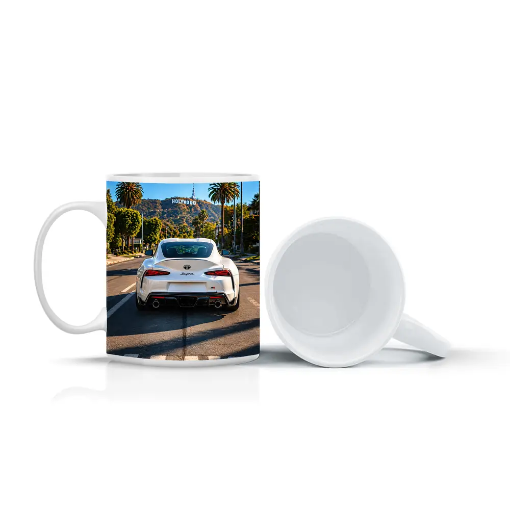 White Toyota Supra Hollywood Los Angeles Street – Mugs