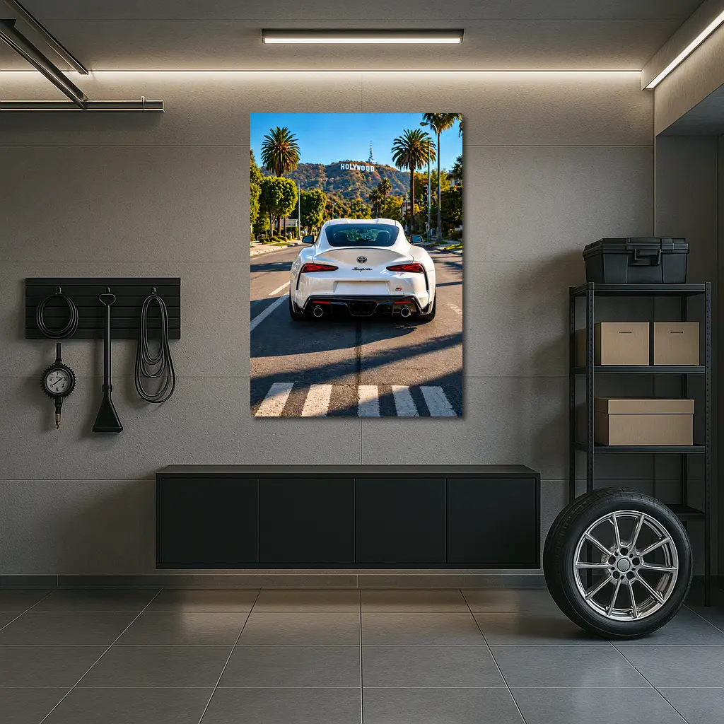 White Toyota Supra Hollywood Los Angeles Street – Wall Art