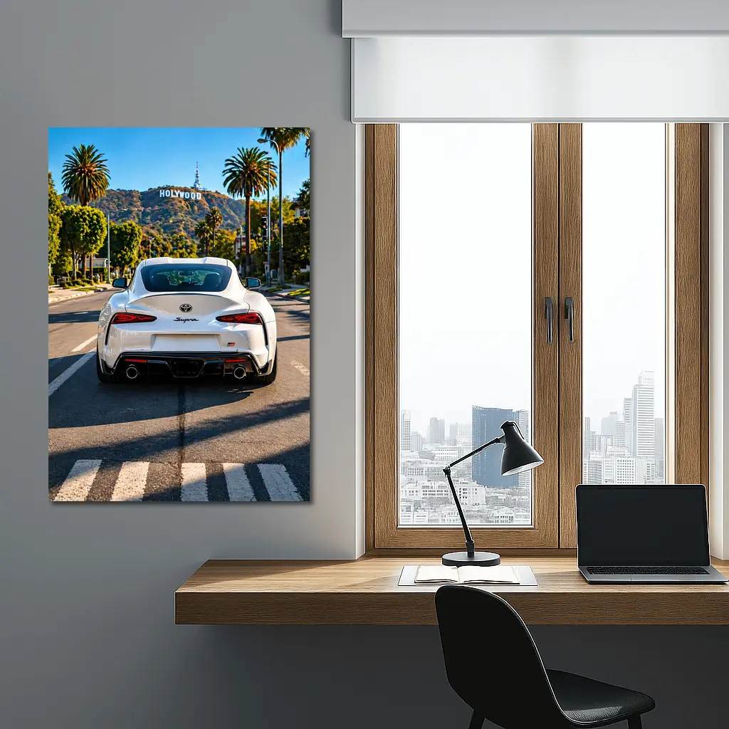 White Toyota Supra Hollywood Los Angeles Street – Wall Art