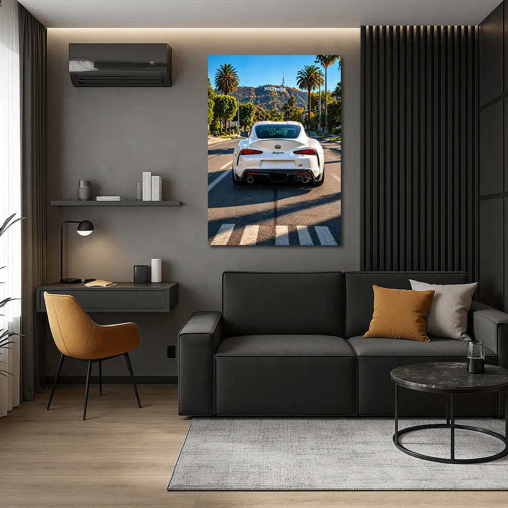 White Toyota Supra Hollywood Los Angeles Street – Wall Art