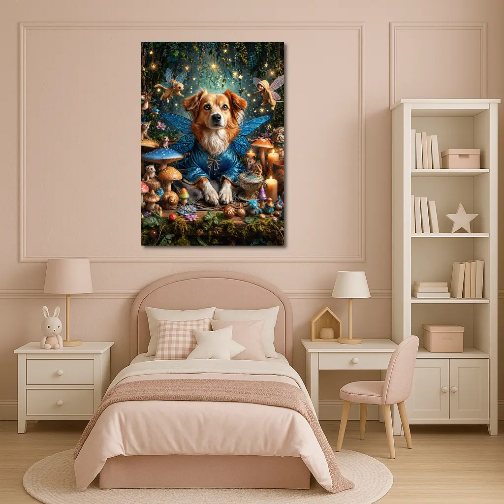 Fairy Dog With Wings In Enchanted Forest – Wall Art