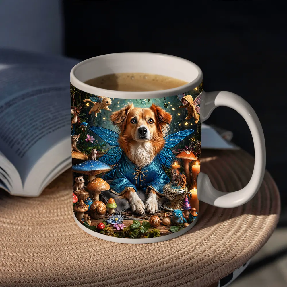 Fairy Dog With Wings In Enchanted Forest – Mugs