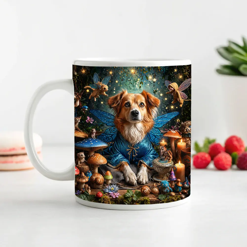 Fairy Dog With Wings In Enchanted Forest – Mugs