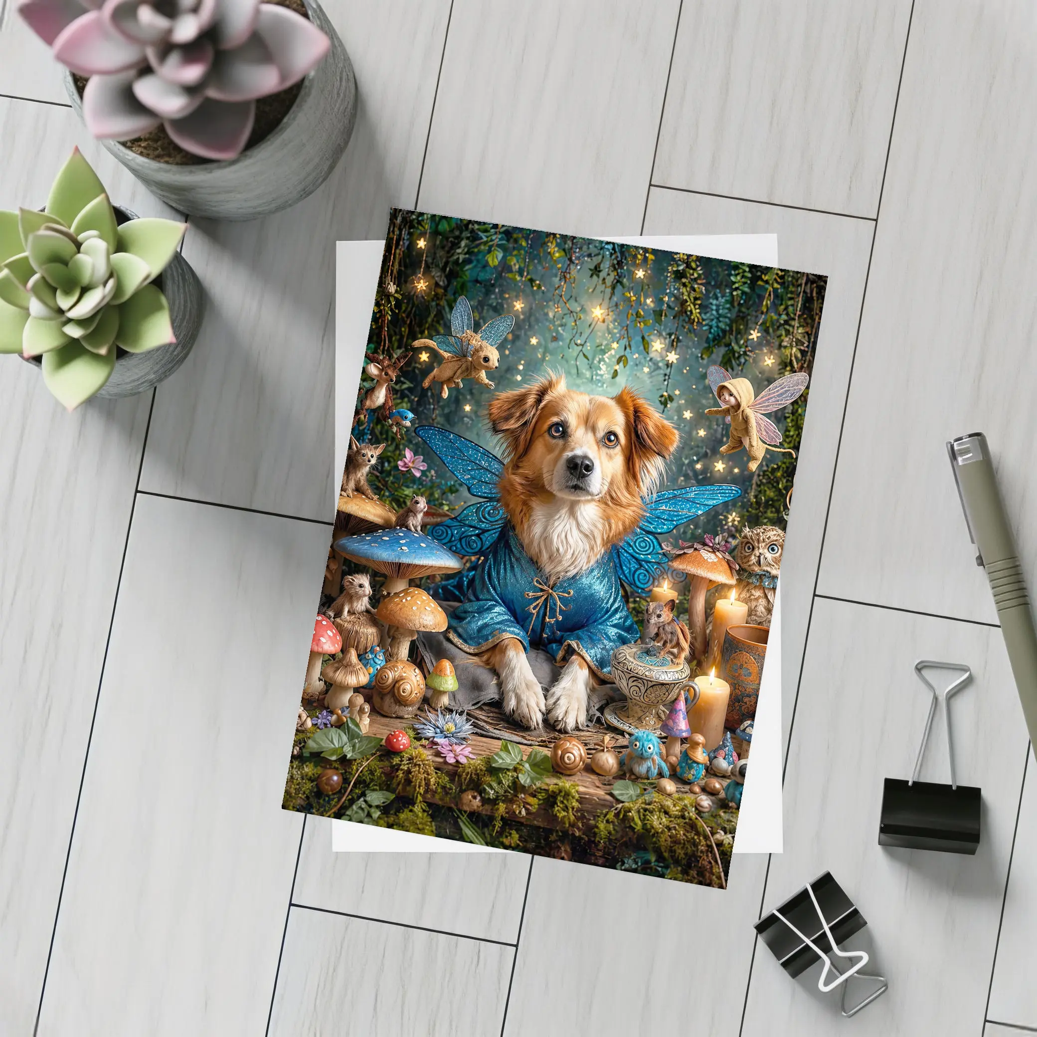 Fairy Dog With Wings In Enchanted Forest – Postcards