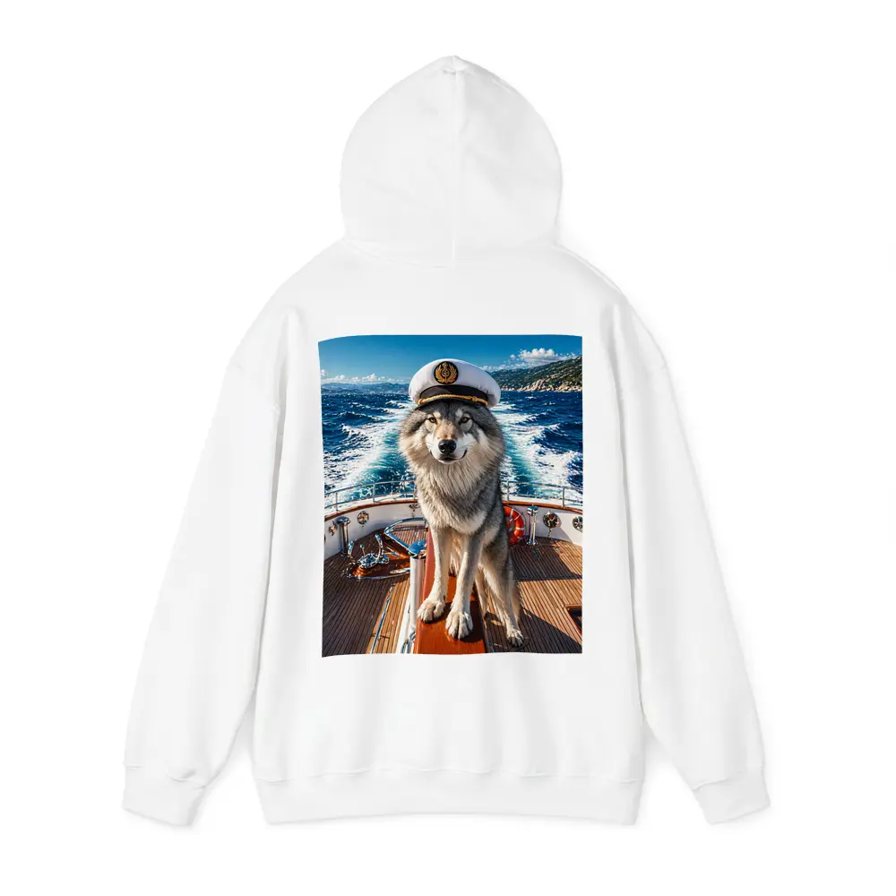 Wolf Captain Wearing Hat on Yacht – Hoodies