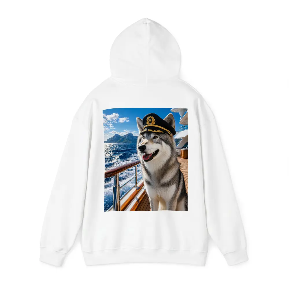 Siberian Husky Captain on Luxury Yacht – Hoodies
